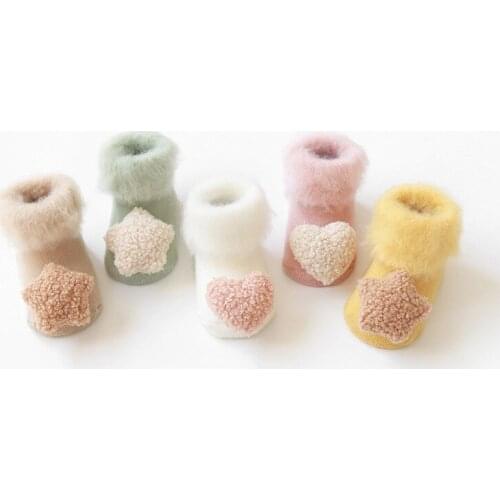 Todder Socks Winter Velvet Warm Baby Sock Doll Looped Antiskid Newborn Socks Floor Toddler Shoes Love Sweet