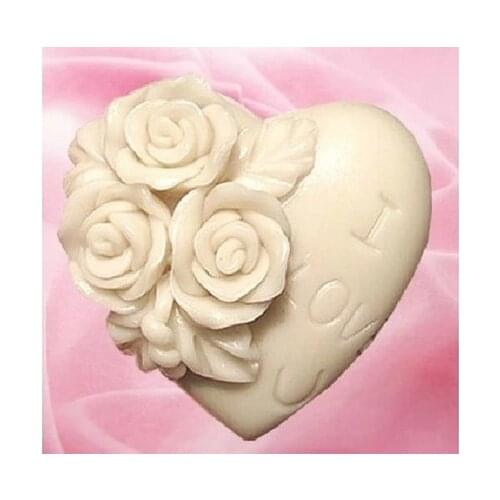 New Rose & i love you Decoration Heart Silicone Soap mold Craft Molds DIY