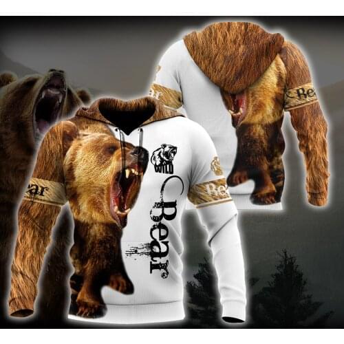 Tessffel Animal Hunter Bear Hunting Wild Beast NewFashion Autumn Long Sleeve Casual Streetwear 3DPrint Men/Women Zip/Hoodies A24