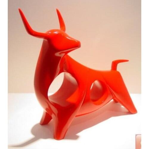 WHOLESALE HANDICRAFT ART TRANSPARENT RESIN CRAFT HOME GIFTS CRAFTS RESIN RED BULL CATTLE HOME DECORATION ACCESSORIES