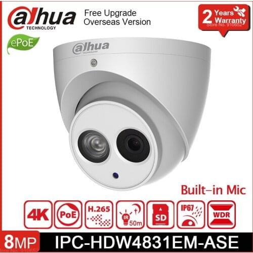 IPC-HDW4831EM-ASE 8MP H.265 POE IP67 IR 50m Dome IP Camera IPC-HDW4831EM-ASE Network Camera with logo
