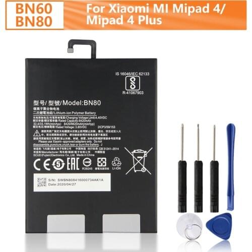 Xiao Mi Original BN80 Battery For Xiaomi Pad4 Plus Tablet 4 Pad 4 Plus Genuine Replacement Tablet Battery 8620mAh+ Free Tool