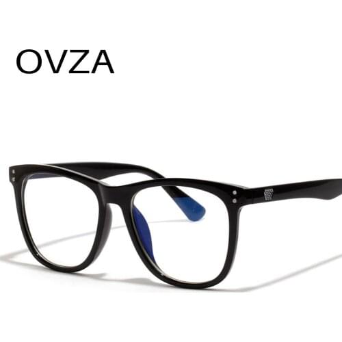 OVZA Men Anti-radiation Glasses Women Black Frame Glasses Anti Light Blue Transparent Frames Glasses Computer Goggle S0039