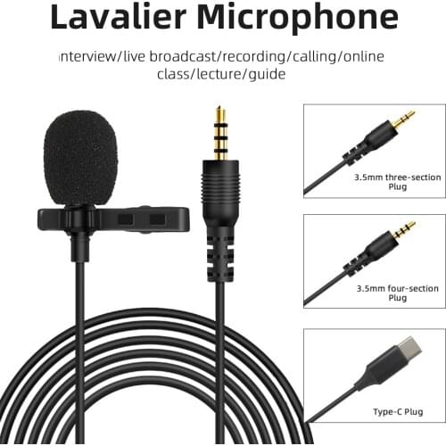 Lavalier microphone for Laptop Phone Portable Microphone Speaking Singing Speech High Sensitivity for pc Accessories