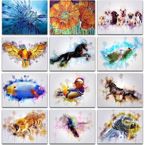 5D Full Square Diamond painting embroidery Cross stitch dog parrot horse fish bee bird 3D DIY Round Drill Drawing mosaic L142