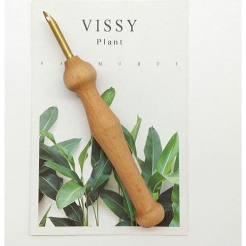 Durable Knitting Embroidery Pen Punch Needle Threader Set DIY Wood Handle Sewing