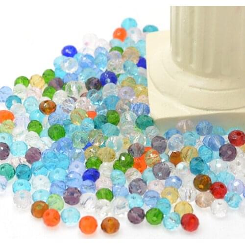 3*4mm 4*6mm Transparent Light Multicolor Rondelle Faceted Crystal Glass Quartz Charms Beads for Jewelry Making Findings