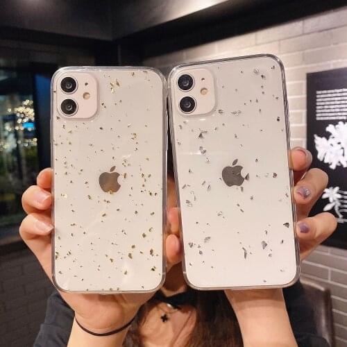 Glitter Sequins Transparent Phone Case For iPhone 12 11 Pro Max Mini 6S 7 8 Plus X XS XR Max SE 2020 Epoxy Bling Soft Back Cover