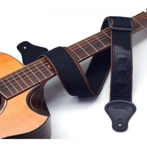 Adjustable Pure Cotton Guitar Strap for Acoustic Electric Bass Guitar 3 Colors Optional with Plectrums Pockets