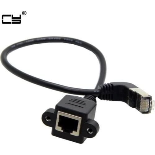 RJ45 Male to Female 90 Degree Up Downed Angle Cord Plugs Ethernet LAN Network Extension Cable 30cm 60cm 100cm 150cm 1ft 2ft 3ft