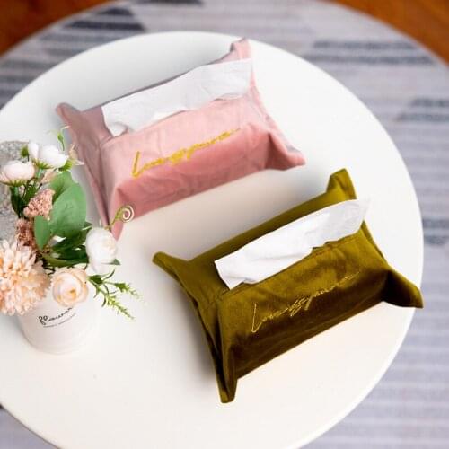 Fabric Tissue Bag Embroidery Velvet Tissue Box Model Room Embroidery Paper Box Pumping Paper Cover Nordic Simplicity