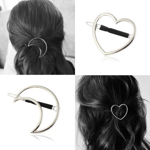 Fashion Woman Hair Accessories Triangle Hair Clip Pin Metal Geometric Alloy Star Moon Circle Hairgrip Barrette Girls Headwear