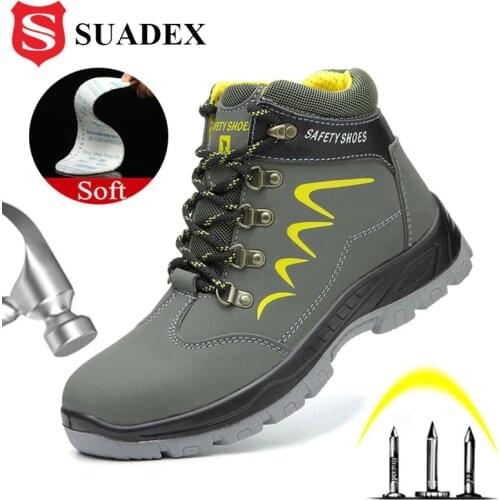 SUADEX Safety Work Boots For Men Waterproof Security Ankle Shoes Anti-smashing Steel Toe Cap Boots Men Construction Work Boots