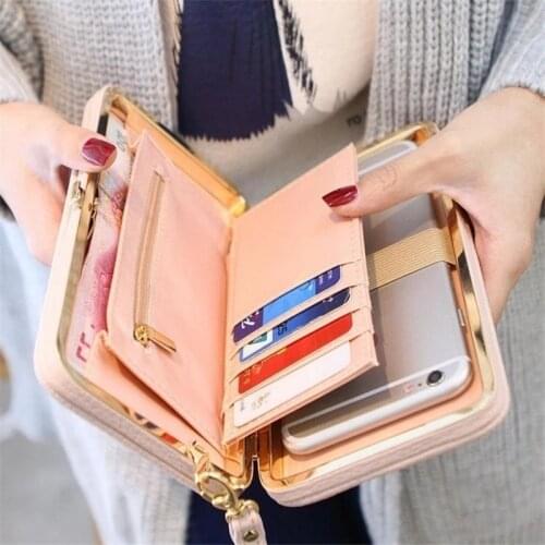 Ladies Wallet Large-Capacity Mobile Phone Bag Coin Snaps Multifunctional Bow-Knot Bento Box Clutch Bag Stylish Card Holder