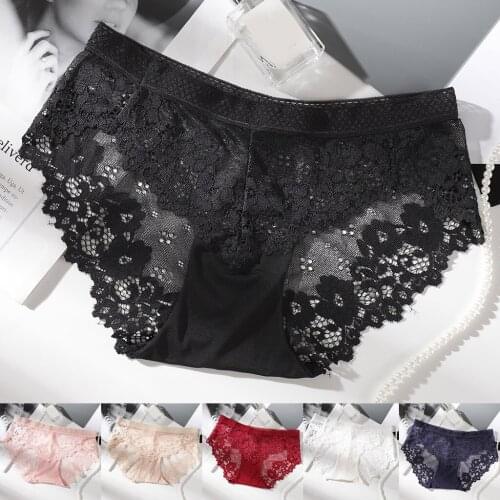 Ladies Lace Panties Solid Underpants Comfortable Female Pantys Breathable Underwear Lingerie Sexy For Women Briefs See Through