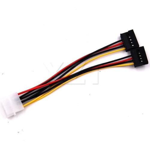 1pcs 4 Pin IDE Molex to 2 of 15 Pin Serial ATA SATA HDD Power Adapter Cable Dual Hard Drive Cable for PC