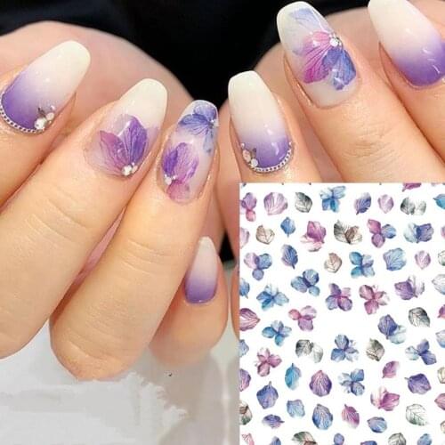 1pcs butterfly Mix flower Patterns 3D Nail Sticker daisy Dried flower design nail decals template DIY decoration accessory