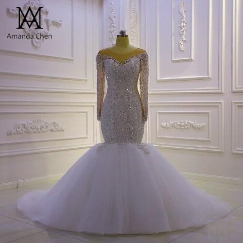 Custom Made Long Sleeve Lace Applique Handwork abendkleider 2021 Luxury Wedding Dress