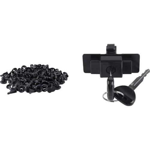 50 Pcs Car 10Mm Hole Dia Plastic Rivets & 1 Set MB846665 Glove Box Lock Key
