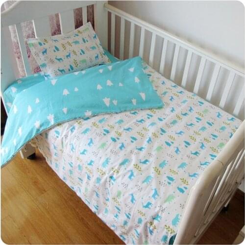 Promotion! 3PCS Cartoon Baby Bedding Set for Crib Newborn Baby Bed Linens for Girl Boy ,Duvet Cover/Sheet/Pillow Cover