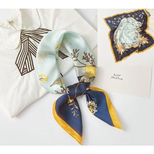 Aurdolf 2020 new stripe scarves women hair novelty silk square foulard ladys neck hair flowers scarf printed fashion girl scarf