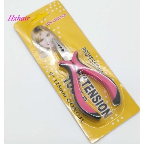 Freeshipping - 50pcs No.9 Pink Handle Hair Extension Pliers / Straight Head with Teeth and Holes / Hair Extension Tools