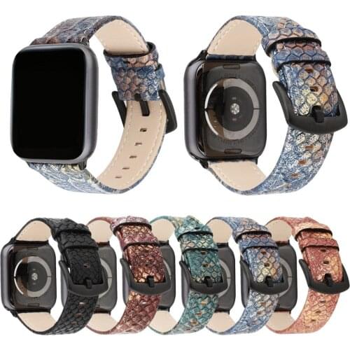 38-44 mm Replacement Leather Strap For Apple Watch Snake Skin Sport Watchbands Women Men Retro Pattern Wrist Band Strap