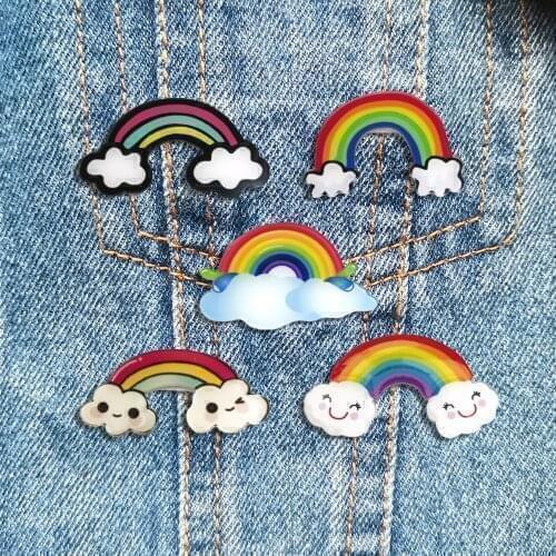 RSHCZY Beautiful Brooch For Women Girl Cartoon Rainbow Lapel Pin Cute Acrylic Badges Jewelry Gifts Hat Coat Accessories