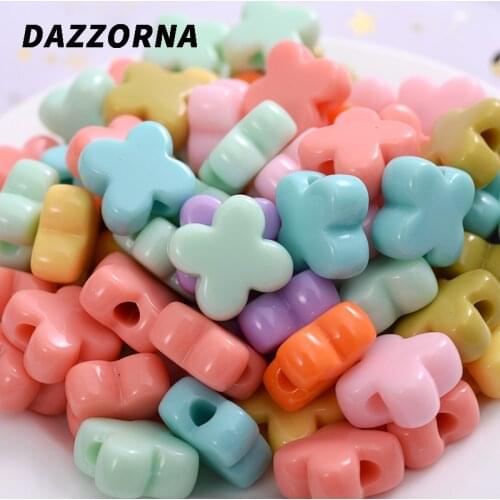 New 10-60Pcs/Pack Mixed Color Cute Cartoon Clover Shape Acrylic Beads Loose Spacer Beads For Necklace Diy Bracelet Accessories