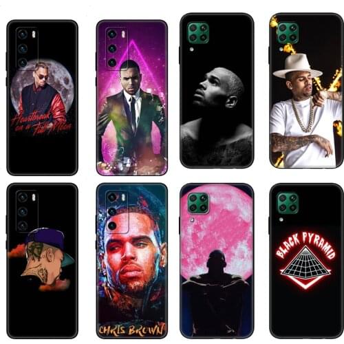 Black tpu Case For Huawei P30 Lite P30 Pro P40 Case For Huawei P40 LITE E P Smart 2020 Case Cover Singer Chris Brown