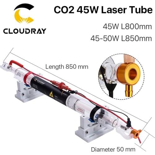 Cloudray Co2 Glass Laser Tube Pipe Dia.50mm 55mm 800MM 850MM 45-50W Glass Laser Lamp for CO2 Laser Engraving Cutting Machine