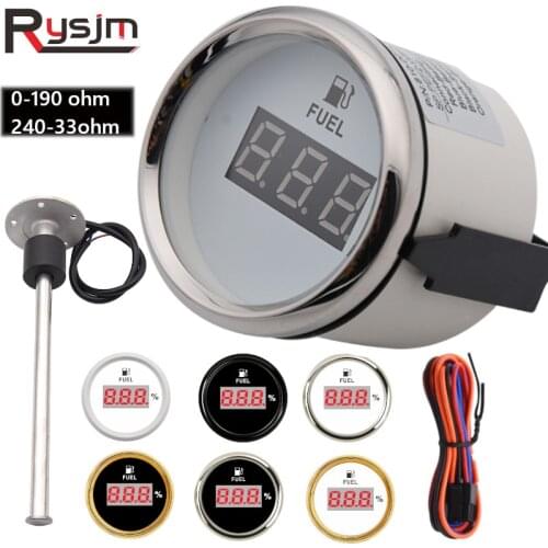 52mm Auto Fuel Level Gauge 0-190ohm 240-33ohm Waterproof Pointer Fuel Level Meter Car Fuel Sender Unit Fit boar car yacht RV