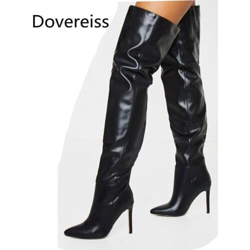 Dovereiss Fashion Womens Shoes Winter Pointed Toe Stilettos Heels Sexy Elegant New Over the knee boots Concise 35-43
