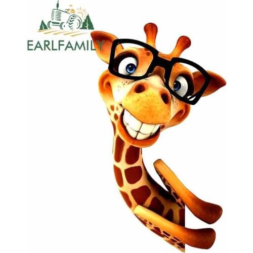 EARLFAMILY 13cm x 7.6cm for Giraffe with Glasses Car Truck Decal DIY Occlusion Scratch Bumper Decoration Vinyl Car Stickers