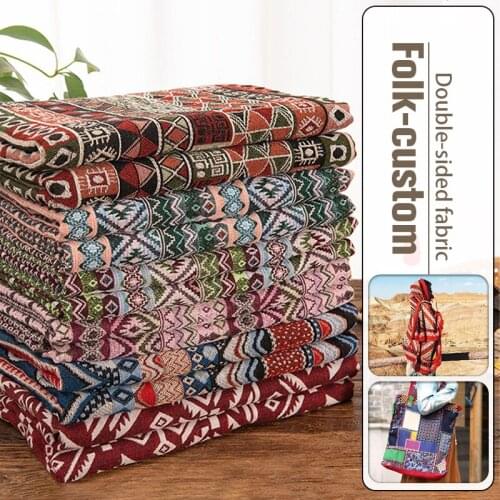 100*150cm Retro National Style Cotton Linen Fabric Tribal Totem Jacquard Fabric Diy Garment Pillow Tablecloth Curtain Patchwork