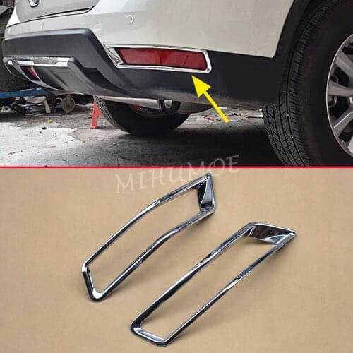 Chrome Rear Bumper Reflector Fog Light Cover Surrounds For 2017-2021 Nissan Rogue X-Trail T32 Facelift