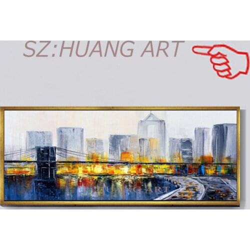 Famous Chinese Painter Abstract Building Oil Painting On Canvas Colorful Building Wall Art Painting For House Decoration