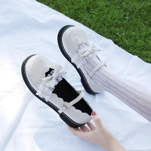 Shallow Mouth Kawaii Womens Flats Summer Jk Uniform Student College Style Lolita Pu Leather Anime Cosplay Sweet Girls Cute Goth