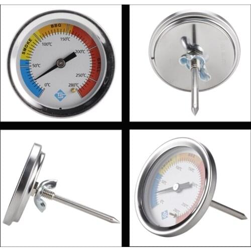 0-280℃ Kitchen Thermometer Stainless Steel Barbecue BBQ Smoker Grill Oven Temperature Gauge