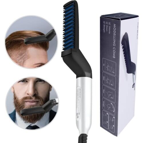 Multifunctional Hair Comb Brush Beard Straightener Hair Straighten Straightening Comb Hair Curler Quick Hair Styler For Men
