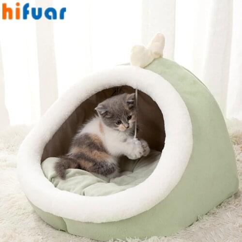 Soft Plush Pet Bed Warm Sleeping Bag Puppy Pumpkin Shape Pet Cat Dog House Cave Collapsible Warm Puppy Kitten Sleeping Bed