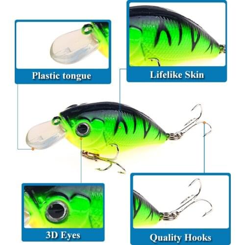 5pcs/Lot Mixed Colors 5.5cm/7g Hard Bait Kit Fishing Lure Set Crank Wobbler With Treble Hooks Crankbaits Fishing Accessories