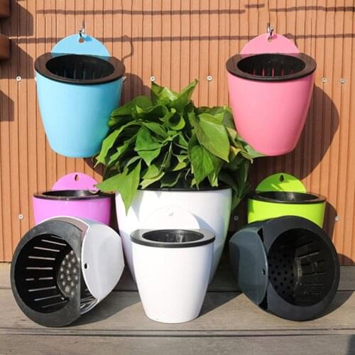 Wall-mounted Flowerpot Self Watering Flower Pot Wall Hanging Automatic Plastic Planter Durable For Garden Balcony With Hook