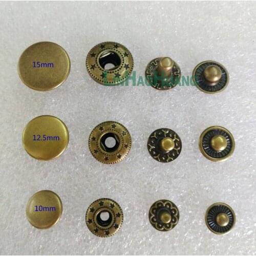 Wholesale 100pcs/lot 4 part brass metal button spring snap button snap fasteners for jackets jeans trousers 2015063004