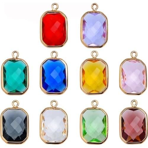 Peixin 6pcs/lot High Quality Rectangular Crystal Glass Pendant Jewelry Accessories DIY Womens Earring Making Supplies Wholesale