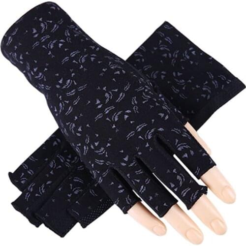 Spring Women Half Fingers Gloves Summer Stretch Thin Fingerless Driving Gloves Anti Slip Sunscreen Anti-UV Outdoor Mitten