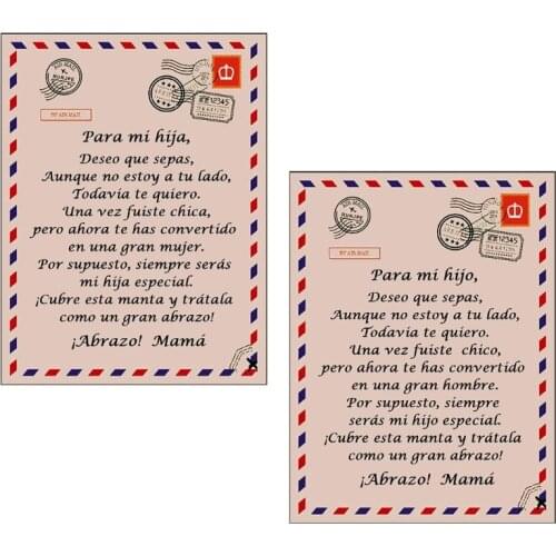 Personalized Flannel Blanket to Daughter Son Spanish Letter Printed Quilts Mother Encourage and Love