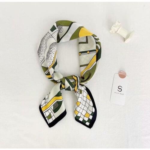 New 70X70CM Square Silk Hand Feeling Women Print Small Neck Scarves Office Female Hair Bag Tie Lady Elegant Hijab Accessories