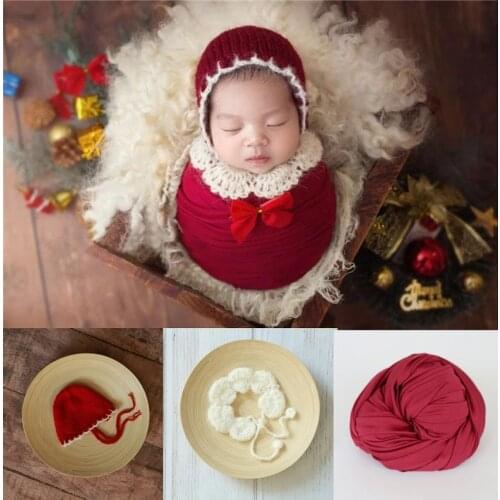 Newborn Photography Props Baby Christmas Hat Crochet Newborn Outfits Blanket Props Baby Photo Shoot Accessories