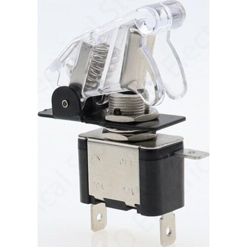Auto Car Boat Truck Illuminated Led Toggle Switch With Safety Aircraft Flip Up Cover Guard White 12V20A
